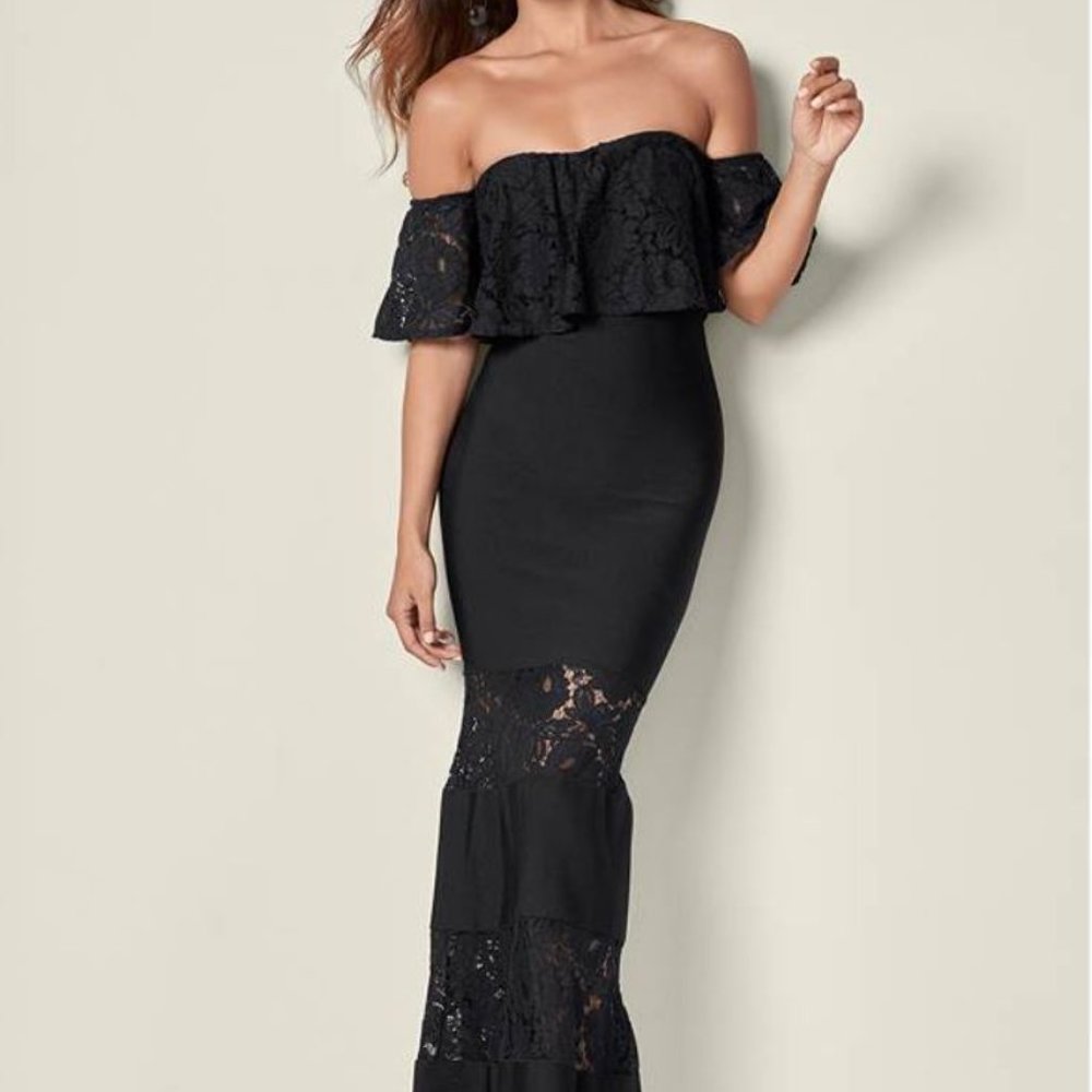 Venus Bandage Lace Detail Dress - Size L